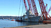 Slepet med vraket av den havarerte fregatten KNM Helge Ingstad ligger ved Hanøytangen i Askøy utenfor Bergen fredag.