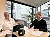 Driftsdirektør Hans Erik Vatne i Vianode spiller inn podkast med TUs teknologiredaktør Jan M. Moberg. Foto: Caroline Schmailzl