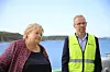 Statsminister Erna Solberg hadde æren av å innvie Haglgand Captain som hybridskip. Her med direktør og driftssjef Øivind Aanensen i Hagland Shipping.