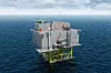 Slik kan en HVDC-installasjon se ut. Den konverterer strømmen fra havvind til likestrøm før energien sendes til land. Her representert ved en illustrasjon av Hornsea Offshore.
