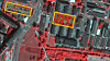 Ved hjelp av bilder som dette av parkeringsplasser, kan man automatisere beregninger av belegningsprosent på parkeringsplasser. På dette bildet er to parkeringsplasser i København markert med henholdsvis røde og grønne markeringer, avhengig av om den enkelte plassen er opptatt eller ikke.