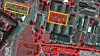 Ved hjelp av bilder som dette av parkeringsplasser, kan man automatisere beregninger av belegningsprosent på parkeringsplasser. På dette bildet er to parkeringsplasser i København markert med henholdsvis røde og grønne markeringer, avhengig av om den enkelte plassen er opptatt eller ikke.