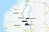 Dovrebanen er stengt etter ras og oversvømmelser på to strekninger (markert i rødt) mellom Oslo og Trondheim.