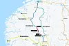 Dovrebanen er stengt etter ras og oversvømmelser på to strekninger (markert i rødt) mellom Oslo og Trondheim.