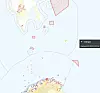Kartet viser havområdet mellom Finnmark og Svalbard. De gule markørene mot grensen til Russland er snøkrabbeteiner. Faksimile: Barentswatch