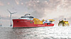 Nexans Aurora drar rett fra Ulstein Verft til kabellegging på Seagreen offshore vindpark utenfor Skottland i 2021.