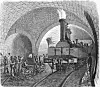 Jomfruturen i Mont Cenis-tunnelen. Fra det franske ukebladet L'Illustration i 1871. Foto: Wikimedia Commons