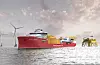 Nexans Aurora drar rett fra Ulstein Verft til kabellegging på Seagreen offshore vindpark utenfor Skottland i 2021.