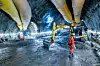 Arbeid med ventilasjonstunneler ved Saint-André (La Praz) på fransk side i januar 2025. Foto: Telt