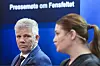 Næringsminister Cecilie Myrseth (Ap) og kommunal- og distriktsminister Bjørnar Skjæran (Ap) holder pressemøte om Fensfeltet. Foto: Ole Berg-Rusten / NTB