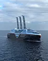 Hurtigrutens nye nullutslippsskip skal være klare til seiling i 2030. De får faste seil som kan trekkes ned, solceller og 60 MWh batterier.