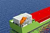 Rett ved siden av stuplivbåten, er det tegnet inn plass til 18 containere med komprimert hydrogen på det nederlandske bulkskipet til Maris Fiducia. Skipet er 105 meter langt og har kapasitet på 6.000 dødvekttonn.