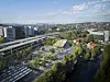 Sånn ser arkitektene for seg at Lysaker T-banestasjon på Fornebubanen kan bli. Illustrasjon: Asplan Viak, Longva arkitekter og Arup