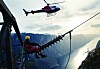 LYSEFJORDEN: Ledningen Lysebotn-Tronsholen. Leif Arne Hogstad i Lyse Energi utfører vedlikeholdsarbeid på spennet over Lysefjorden.