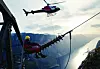 LYSEFJORDEN: Ledningen Lysebotn-Tronsholen. Leif Arne Hogstad i Lyse Energi utfører vedlikeholdsarbeid på spennet over Lysefjorden.
