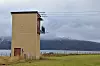 KABELHUS: Fjelldal kabelhus ved Tjeldsundet på 66 kV-ledningen fra Niingen kraftverk i Bogen til Sortlandsund. Fra 1954.