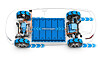 Skjematisk oppsett av MEB (Modular Electrification Toolkit), med en valgfri motor for firehjulsdrift (venstre, fronten på kjøretøyet), og hoveddrivenhet (høyre, bakenden på kjøretøyet).