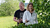 Epen øverbye og Kristin Grenan som geotagger bjereketrær til modellen de har utviklet. Alle plantere reflekterer lys litt forskjellige, satellittene registrerer kun bølgelengder, men datamodellen kan knytte disse opp mot planter og indentifisere dem.