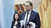 Medlem av Stortingets finanskomité Svein Harberg (H) holder pressekonferanse på Stortinget om regjeringens krisetiltak i forbindelse med korona utbruddet torsdag.