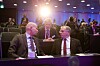 Diskuterer: Her møter olje- og energiminister Tord Lien Runar Rugtvedt i Norsk Industri og konsernsjef i Statoil Eldar Sætre under overraskelsen av plan for utbygging og drift av Johan Sverdrup-feltet.