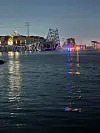Nødetatene på stedet etter at brua Francis Scott Key Bridge kollapset i Baltimore. Foto: Harford County Md Fire & EMS PIO Media Page