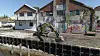 Glasopor brukes for tilbakefylling langs kaifronten bygget i tradisjonell stil. Foto: Glasopor