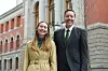 Leder i Natur og Ungdom Sigrid Hoddevik Losneård og Frode Pleym, leder i Greenpeace, er fornøyde med medhold i EFTA-domstolen.