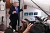 Iran-krigen var tema da Donald Trump snakket med journalister om bord på presidentflyet Air Force One 2. august 2026.