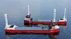 Halten Bulk og skipsdesigner Norwegian Ship Design står bak de to nye hydrogendrevne bulkskipene. De skal ha elektriske selvlossere og to Flettner-rotorer. Illustrasjon: Norwegian Ship Design TNSDC