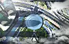 H1 har fått hjelp av danske BIG til å utarbeide flere illustrasjoner for hvordan Hyperloop-systemet kan bli seende ut. Her er terminalen sett ovenfra.