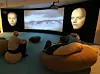 Statkraft hadde en uvanlig, men artig kinosal hvor to fortellere ble projisert med en slags 3D-effekt.