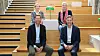 Fire administrerende direktører vurderer om de skal danne et forskningskonsern, Lars Andresen i NGI(t.v.) og Nils Morten Huseby i Ife, Kari Nygaard i Nilu(t.v. bak) og Greta Bentzen i Niva.