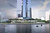 Arkitektkontoret har sett for seg slike omgivelser rundt basen av tårnet. Illustrasjon: Adrian Smith + Gordon Gill Architecture