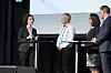 Blir havvind den nye oljen? Spurte konfransier Ruth Astrid Sæter. Her diskuterer sjef for New Energy Outlook i IEA, Laura Cozzy med professor ved NTNU, Magnus Korpås, visepresident for teknologi i avdelingen for nye energikilder i Equinor, Henriette Undrum og direktør i Forskningsrådet, Fridtjof Unander. Foto: Thomas Keilman/Forskningsrådet