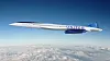 Flyselskapet United Airlines har inngått avtale om å kjøpe 15 eksemplarer av overlydsflyet Overture når det er klart. Illustrasjon: Boom Supersonic