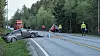 Arkivfoto fra en trafikkulykke ved Valand på E39 mellom Kristiansand og Mandal i 2018.