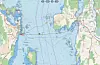 Horten til venstre og Moss til høyre. Eget skip er merket grønt og