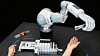 Programvare skal gjøre prosessene raskere og enklere, sier Christopher Haug fra Festo. Men helt grunnleggende er det «motion» som Festo selger. Som denne; en kollaborativ robot.