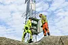 Måleingeniør Harry Booth og hans kollega Sean Norrie fra Wood har ferdigstilt installasjonen av det første vindmåleutstyret knyttet til Utsira Nord-prosjektet.
