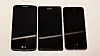 G2 Mini ved siden av Sony Xperia Z1 Compact (midten) og Apple iPhone 5S (venstre).