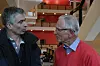 Gledelig gjensynsmøte mellom Eivald Røren og førsteamanuensis Olivier Darrieulat, som underviser er i Fransk litteratur og kulturkunnskap ved Universitetet i Oslo.