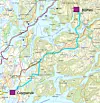 Oversiktskart over Blåfalli - Gismarvik-linjen. Foto: NVE