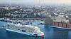 Aidaprima i Hamburg. Cruiseskipene kan bruke landstrøm ved Altona-terminalen. Aida skal i løpet av neste år ha 12 av sine 14 skip klargjort for landstrøm. Foto: Joern Pollex fuer AIDA Cruises