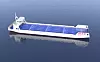 Asko og Kongsberg Maritime utvikler autonome og elektriske fraktefartøy for semitrailere (ro-ro) mellom Moss-Holmestrand. Illustrasjon: Naval Dynamics