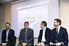 Sivert Bjørnstad (Frp), Inge Berg (Nordlaks), Olve Grotle (H) og Nils Kristen Sandtrøen (Ap). Her under en debatt om grunnrenteskatt i havbruk, der Berg kobler skatten med næringens omdømmeproblemer.