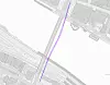 Blå linje viser resultatet fra 3D-rør. Rosa linje viser teoretisk linje på røret fra 2005. Foto: Scan Survey
