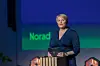 Utviklingsminister Anne Beathe Tvinnereim er bekymret for billig gjødsel fra Russland. Her er hun på Norads konferanse «Tall som teller 2023».