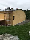 Sandefjord ishall med krysslaminert trevegger. Foto: Splitkon
