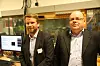 Forsknings- og prosjektleder Espen S. Olsen og teknologileder for elektriske maritime løsninger, Jan Fredrik Hansen, i kontrollrommet til hybridlaben. Foto: Tore Stensvold