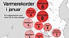 Det ble hele ni fylkesrekorder for varmeste gjennomsnittstemperatur i januar.